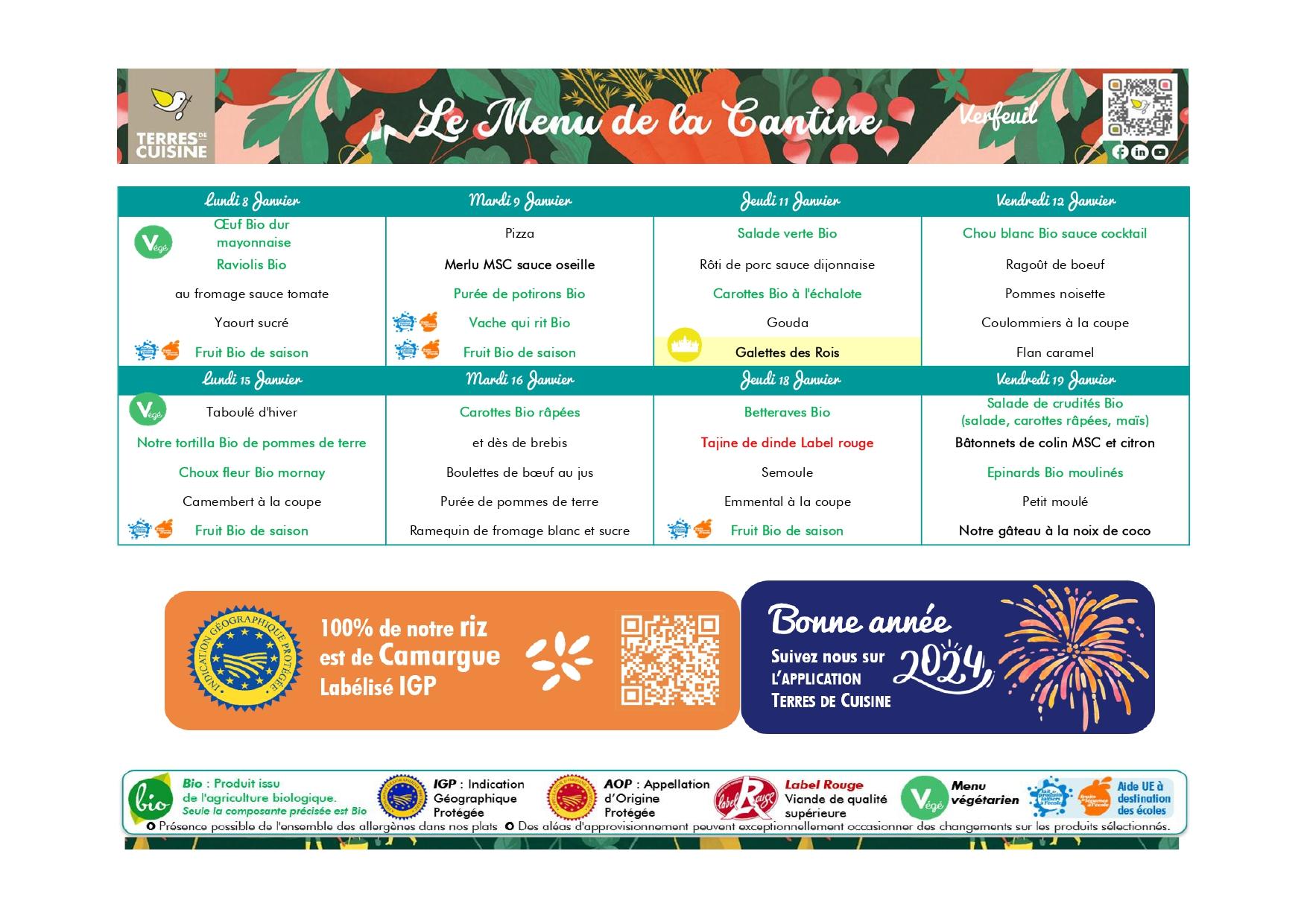 Menu janvier 1