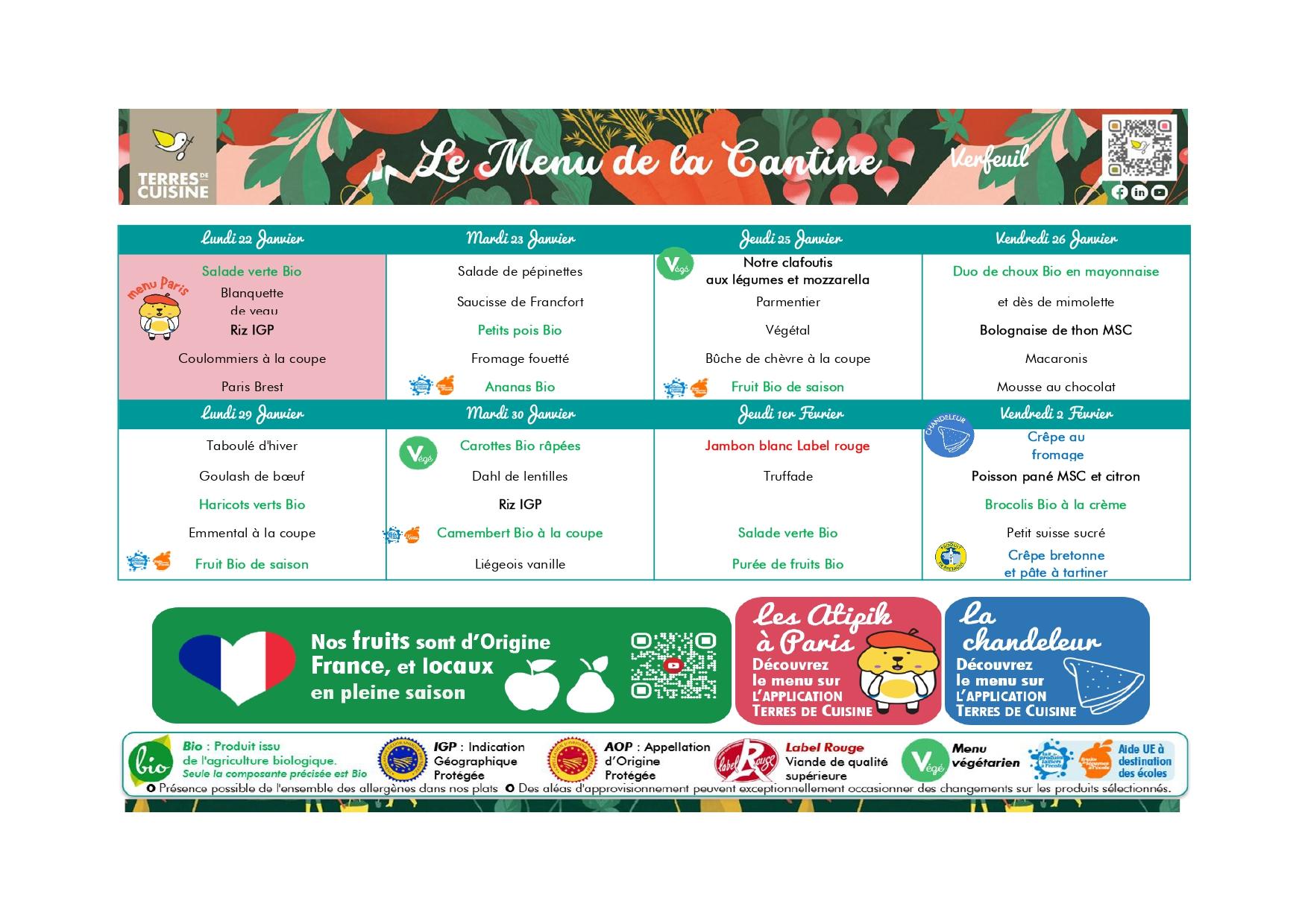 Menu janvier 2